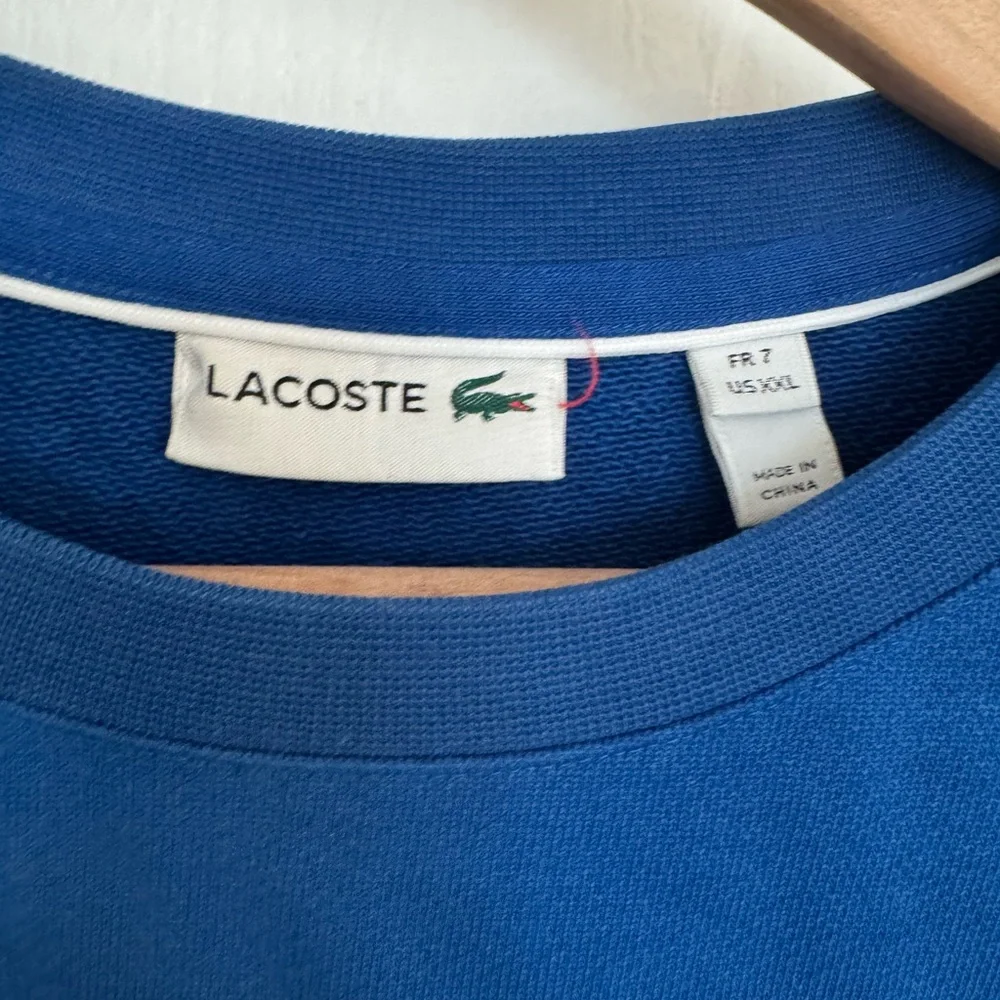 Lacoste Men’s Blue Crew Neck Sweater with Side Stripe size XXL/ 7